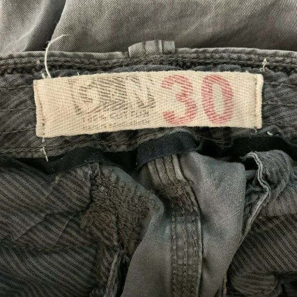 Denim Stone Washed Cargo Shorts 30 Grey Drawstring Button Zip Pockets Belt Loops - Picture 5 of 5